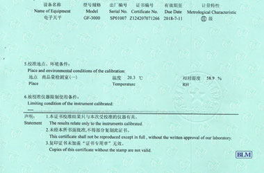 醫療儀器檢定證書報告說明頁圖片 醫療儀器檢定證書報告說明頁圖片